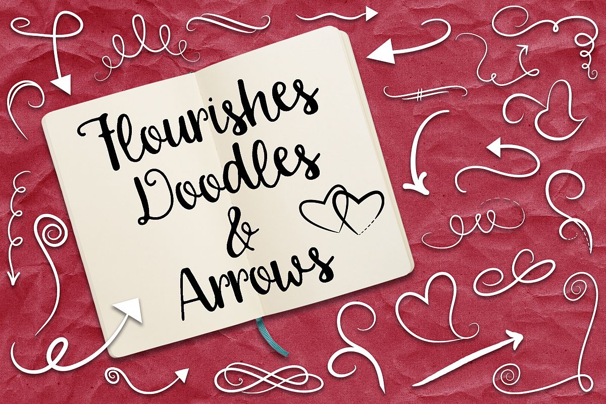 Flourishes, Doodles and Arrows Vector Clip Art example image