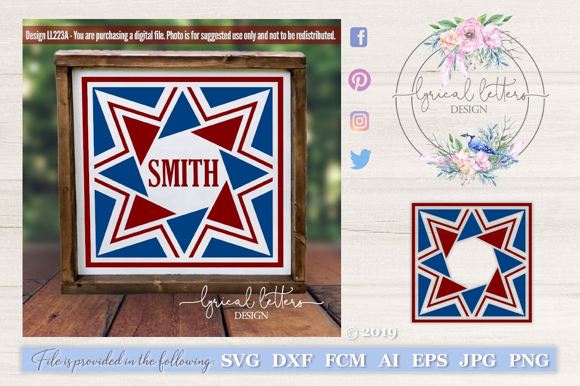 Barn Quilt Pattern Design 1 SVG DXF FCM LL223A example image 1