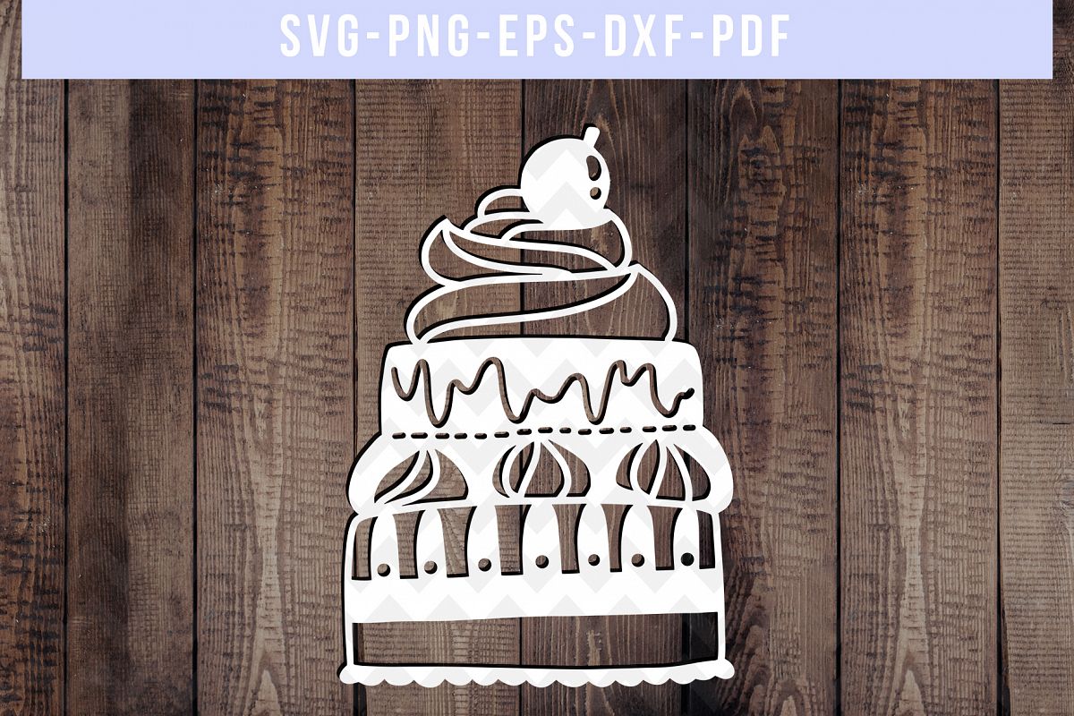 Birthday Party Invitation Papercut Template, Cake SVG, PDF example image 1