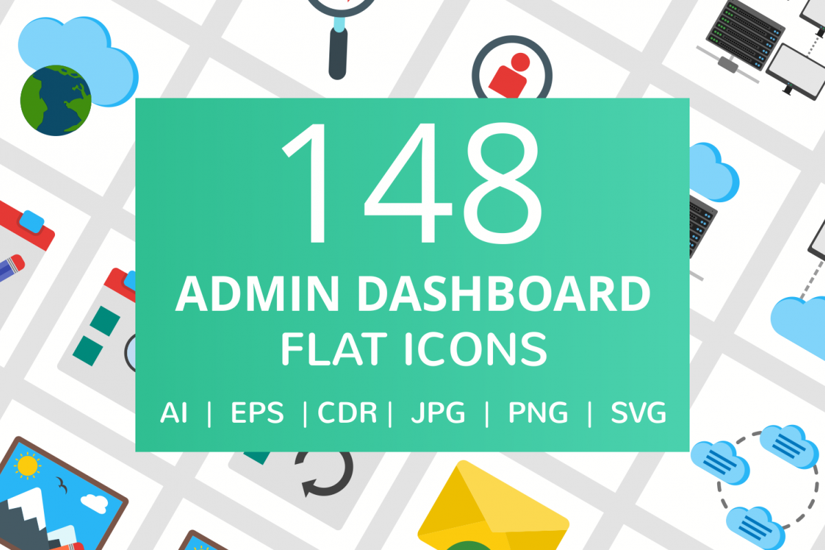 148 Admin Dashboard Flat Icons example image 1