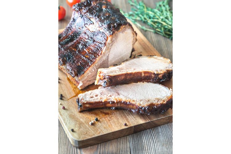 Grilled pork ribs on the wooden board example image 1