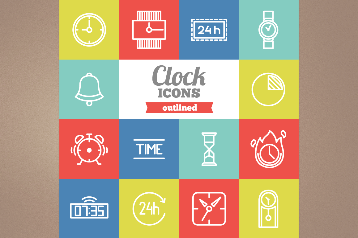 Outlined Clock Icons example image 1