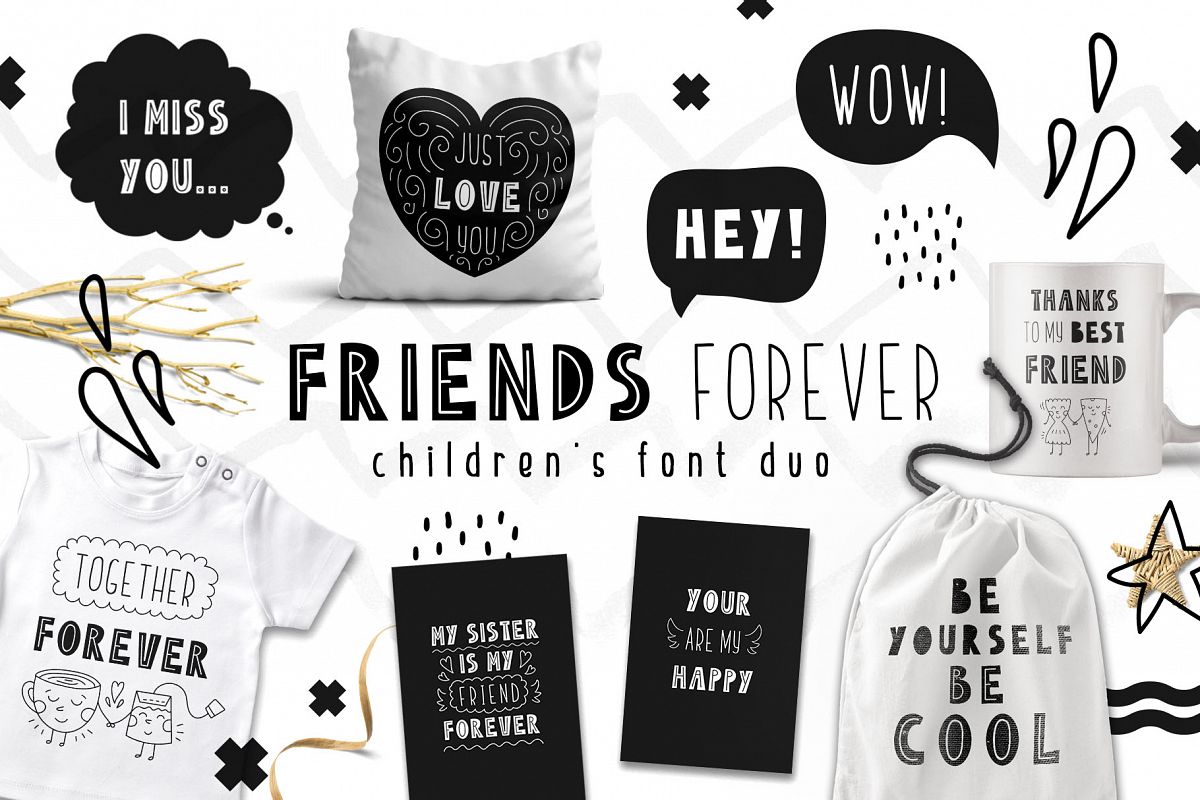 Friends Forever - Childrens font duo example image 1