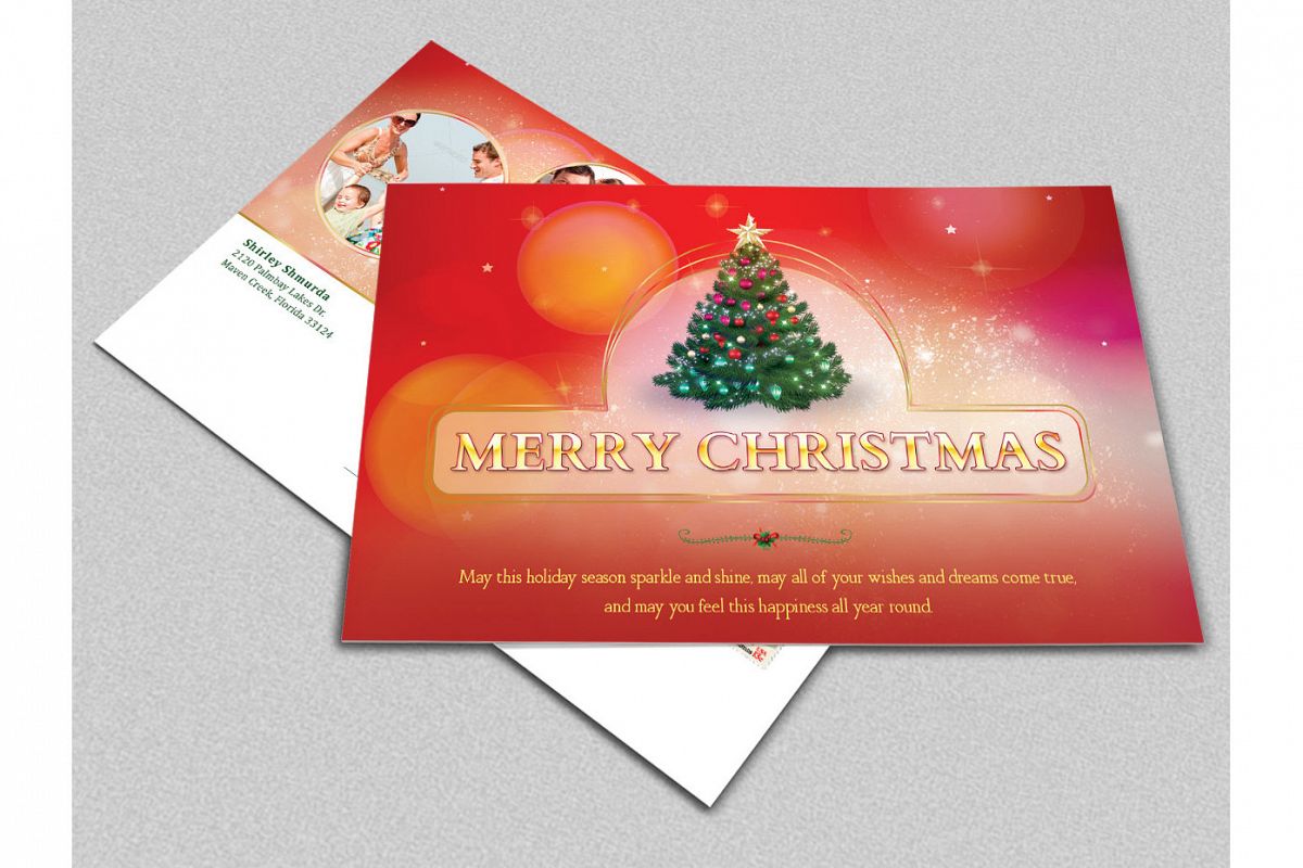Merry Christmas Postcard Template