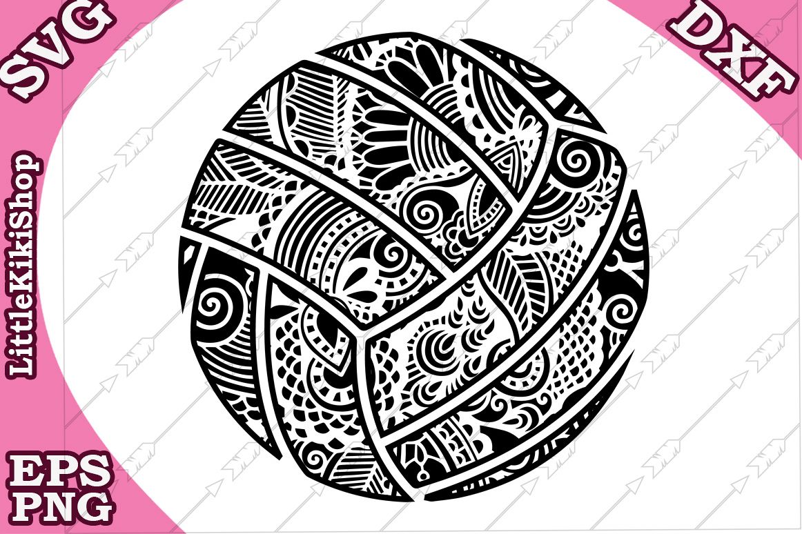 Volleyball Svg,Mandala Valleyball,Zentangle Svg,Sports Svg example image 1