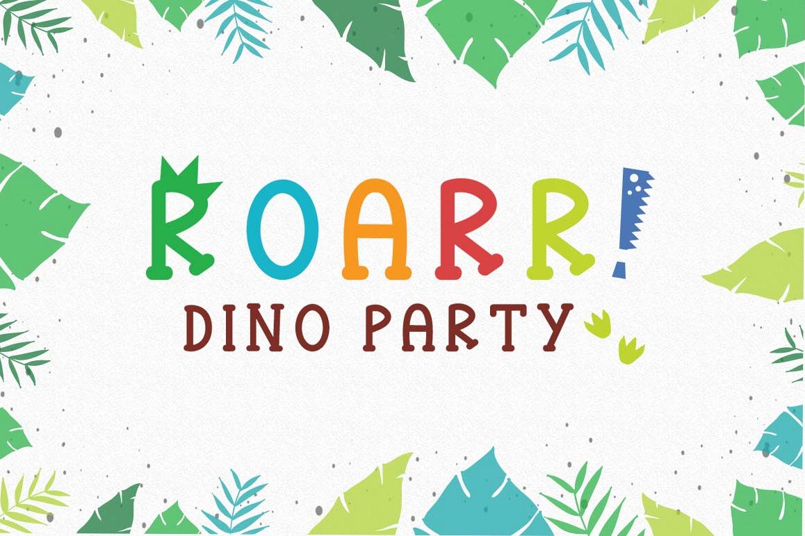 Roarr! dino party, a funny uppercase font example image 1