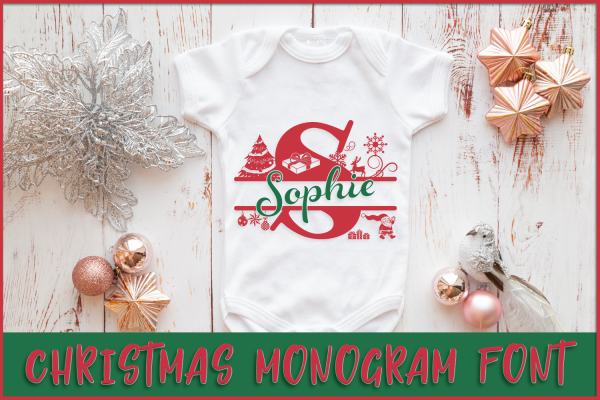 Christmas Monogram Font | Christmas Split Font example image 1