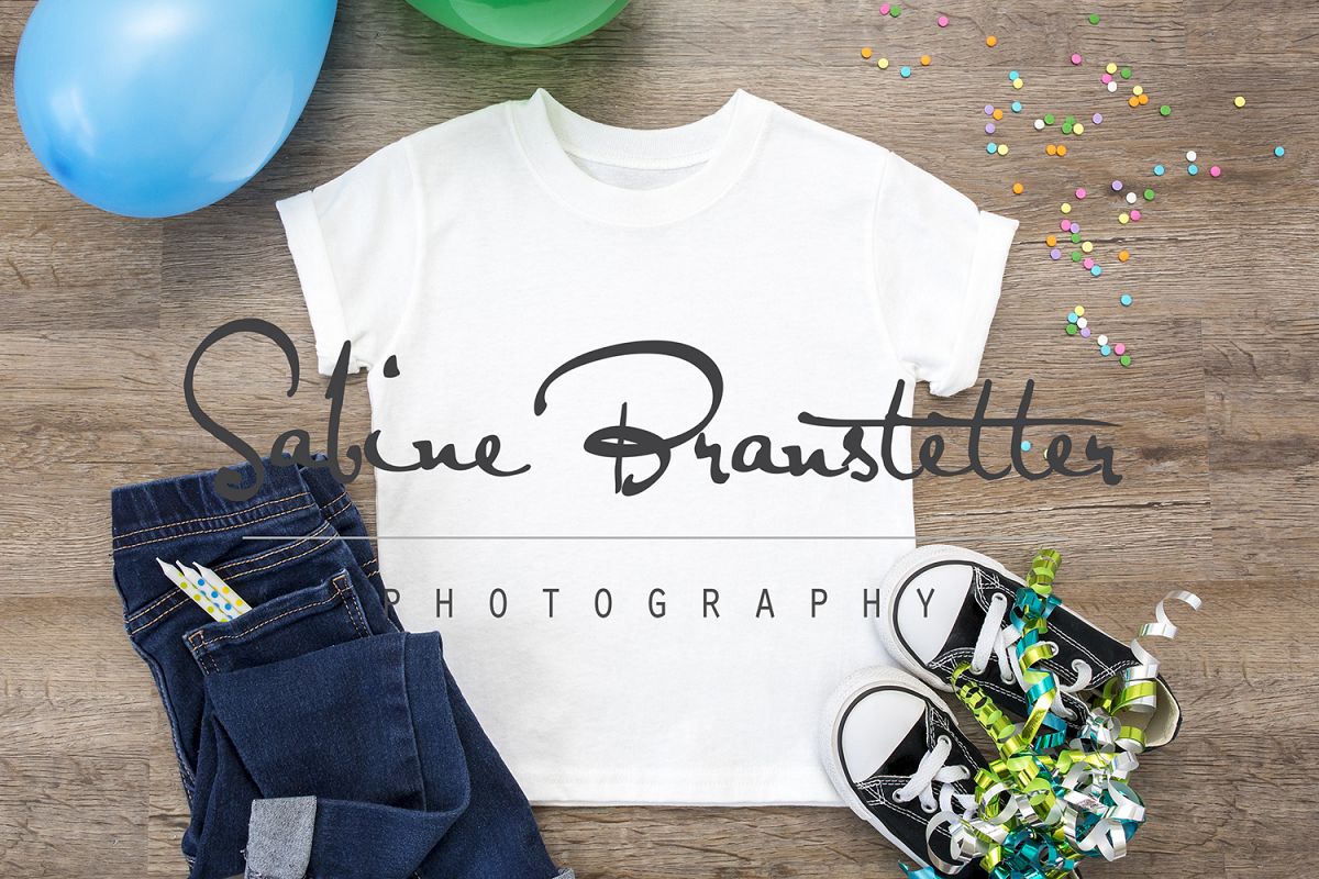 Styled Stock Photography Boy's White Birthday Shirt Mockup example image 1