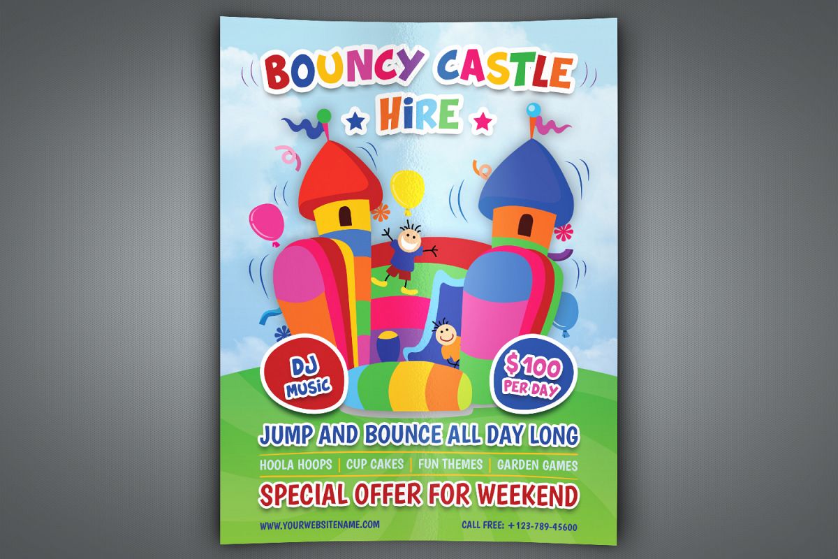 Bouncy Castle Hire Flyer Template example image 1