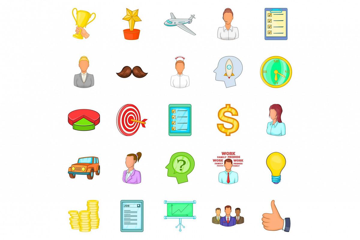 Banker icons set, cartoon style example image 1
