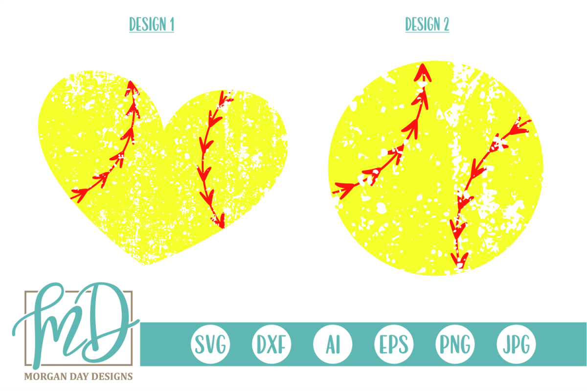 Distressed Softball - Grunge Softball - Softball Heart SVG example image 1