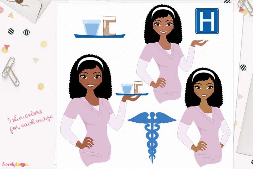Woman nurse character clip art L070 Nelly example image 1