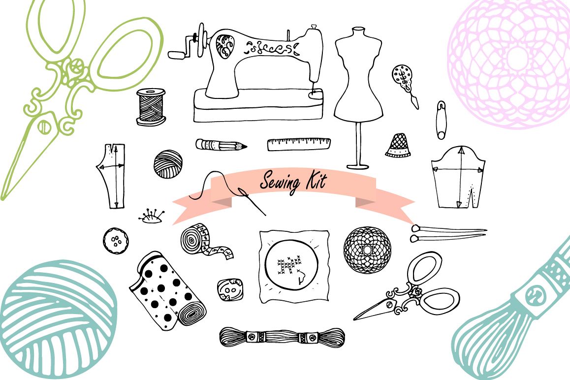 Hand drawn Sewing set example image 1