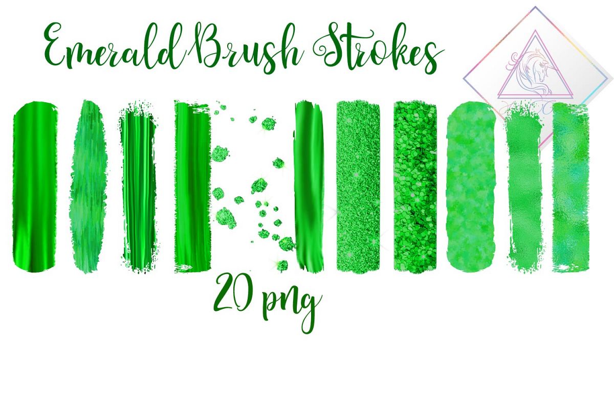 Emerald Brush Strokes Clipart example image 1
