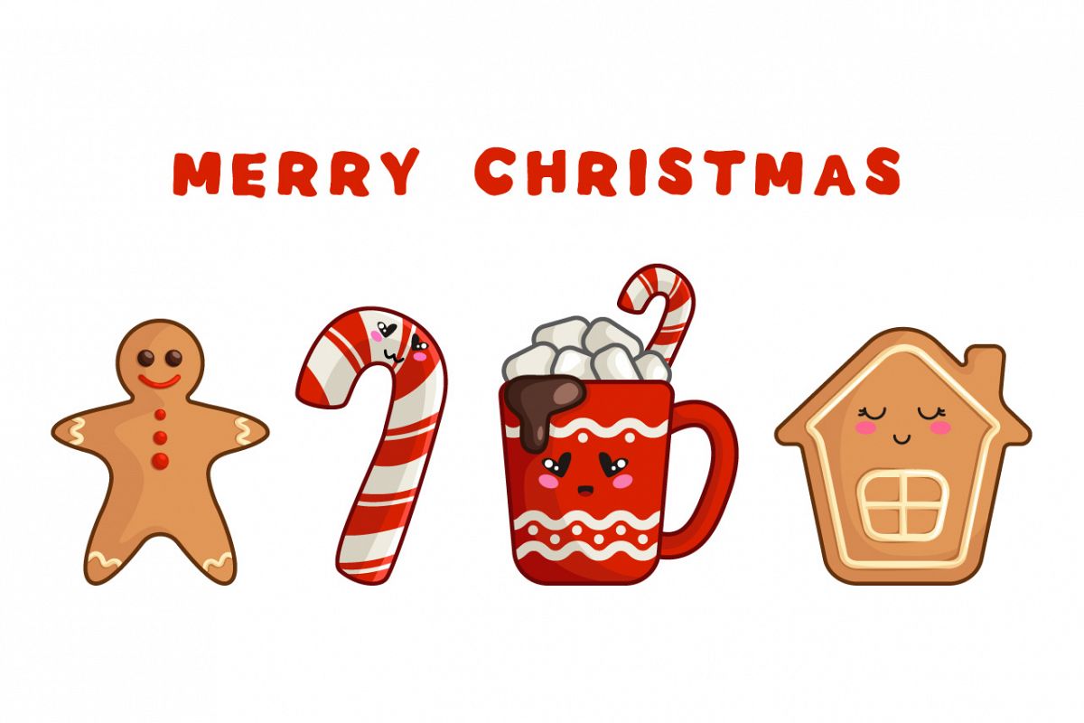 Merry Christmas   Kawaii Characters (363917) | Illustrations | Design