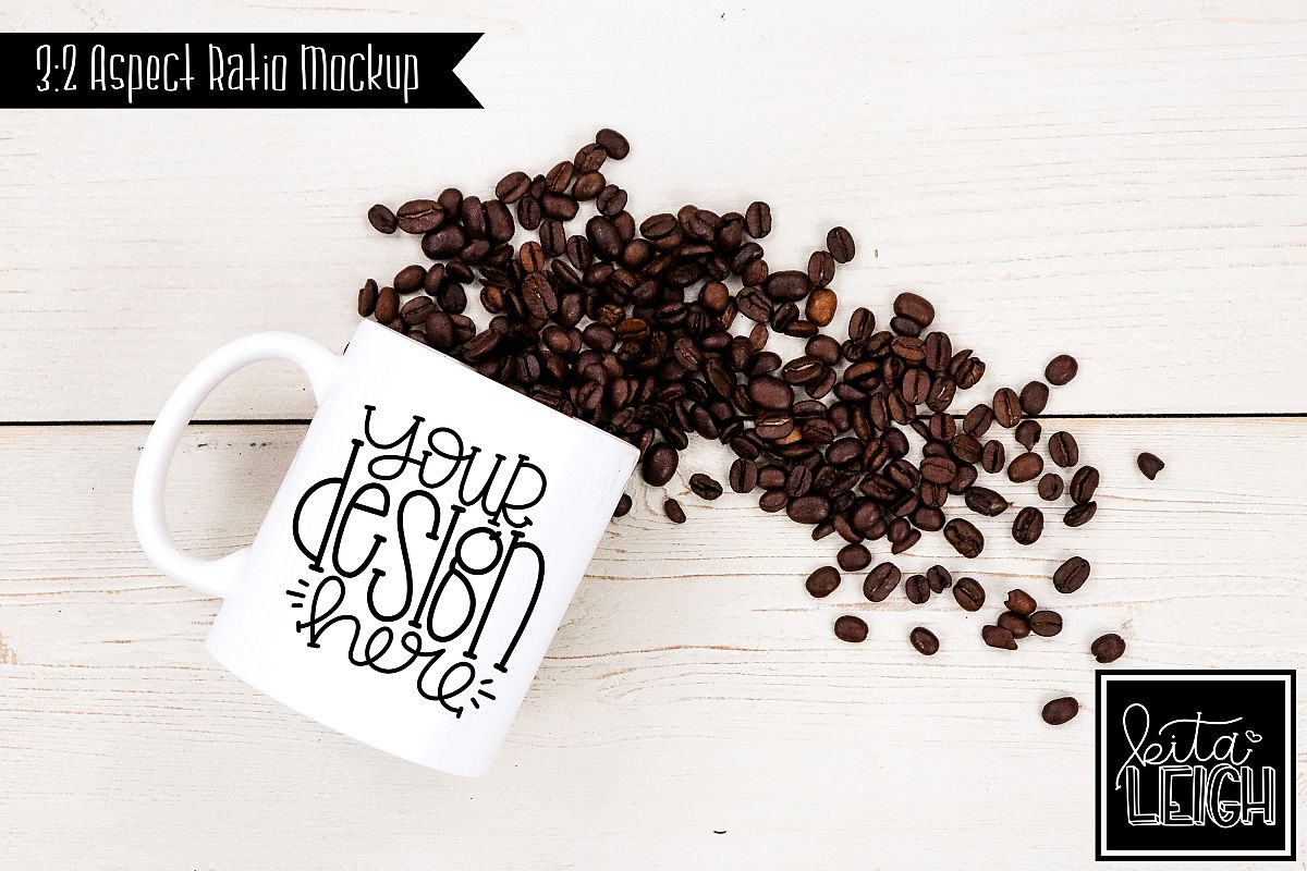 11 oz Mug Mockup with Coffee Beans example image 1