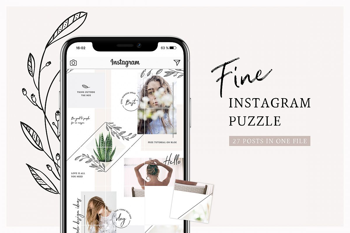 Fine Instagram Puzzle Template example image 1
