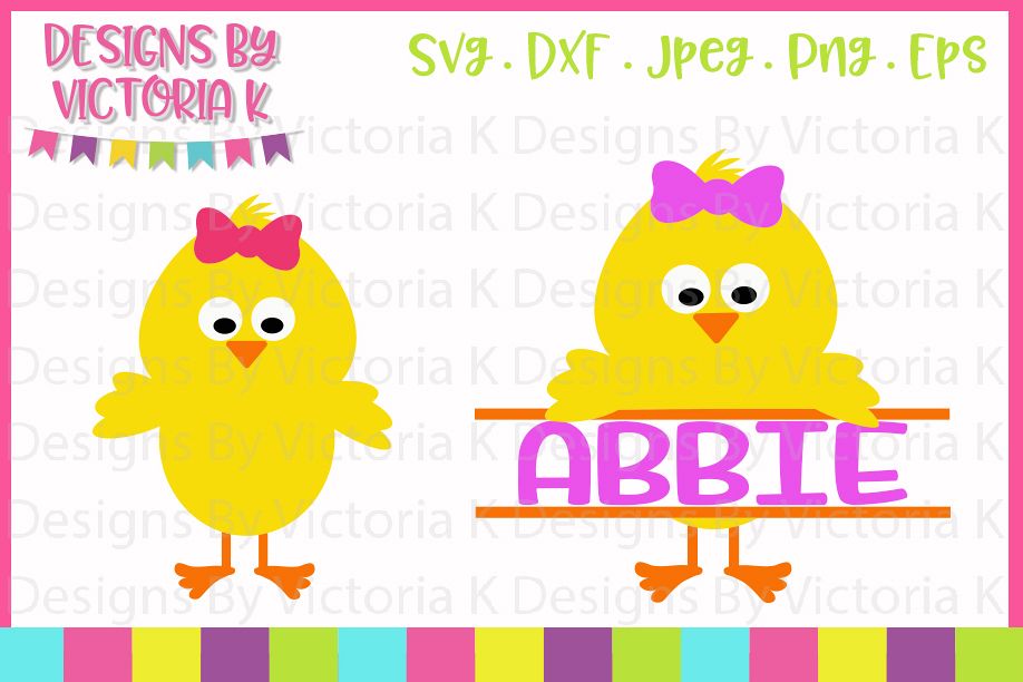 Easter Chick, Chick Split Monogram, SVG, DXF, PNG example image 1