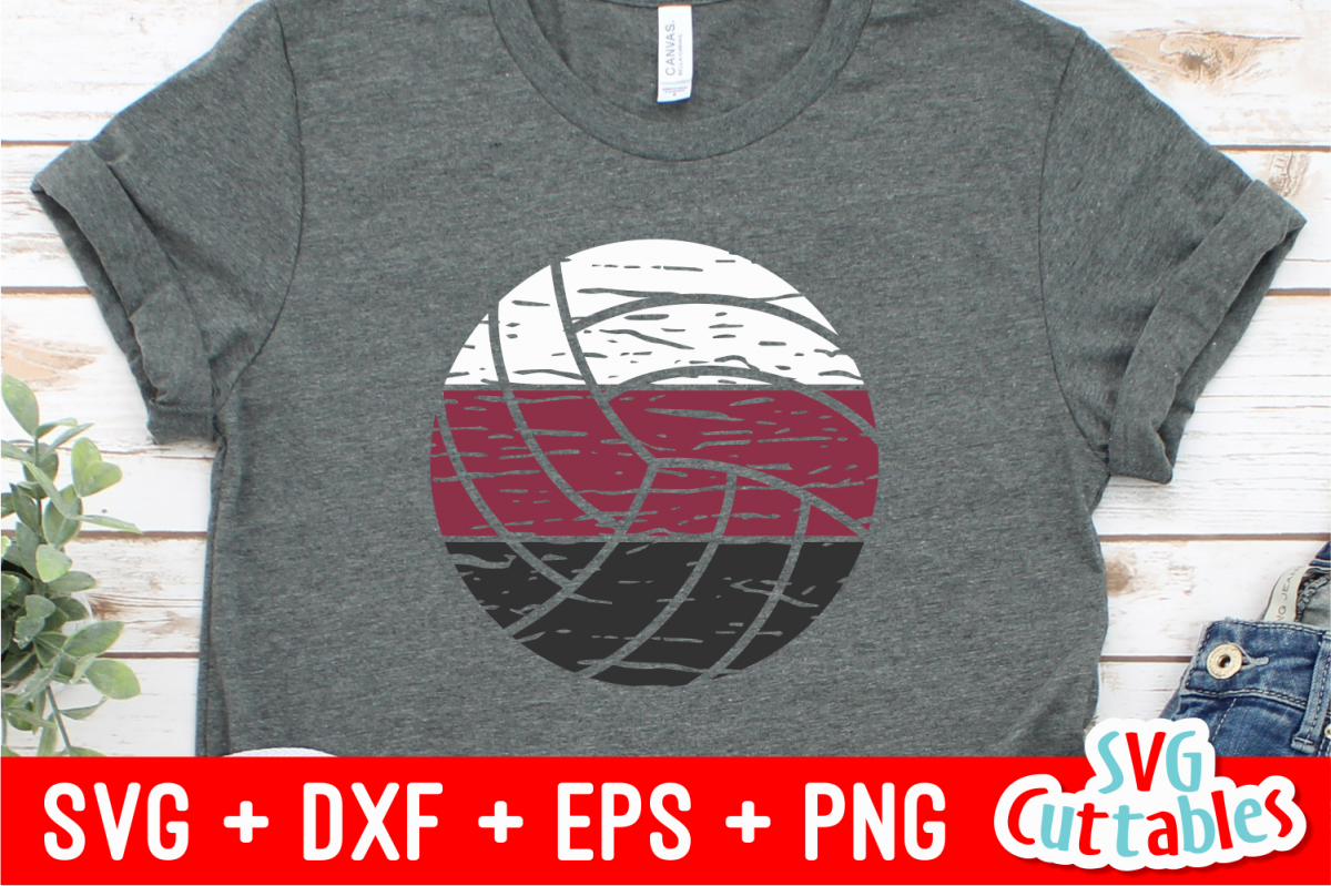 Distressed Volleyball | svg Cut File example image 1