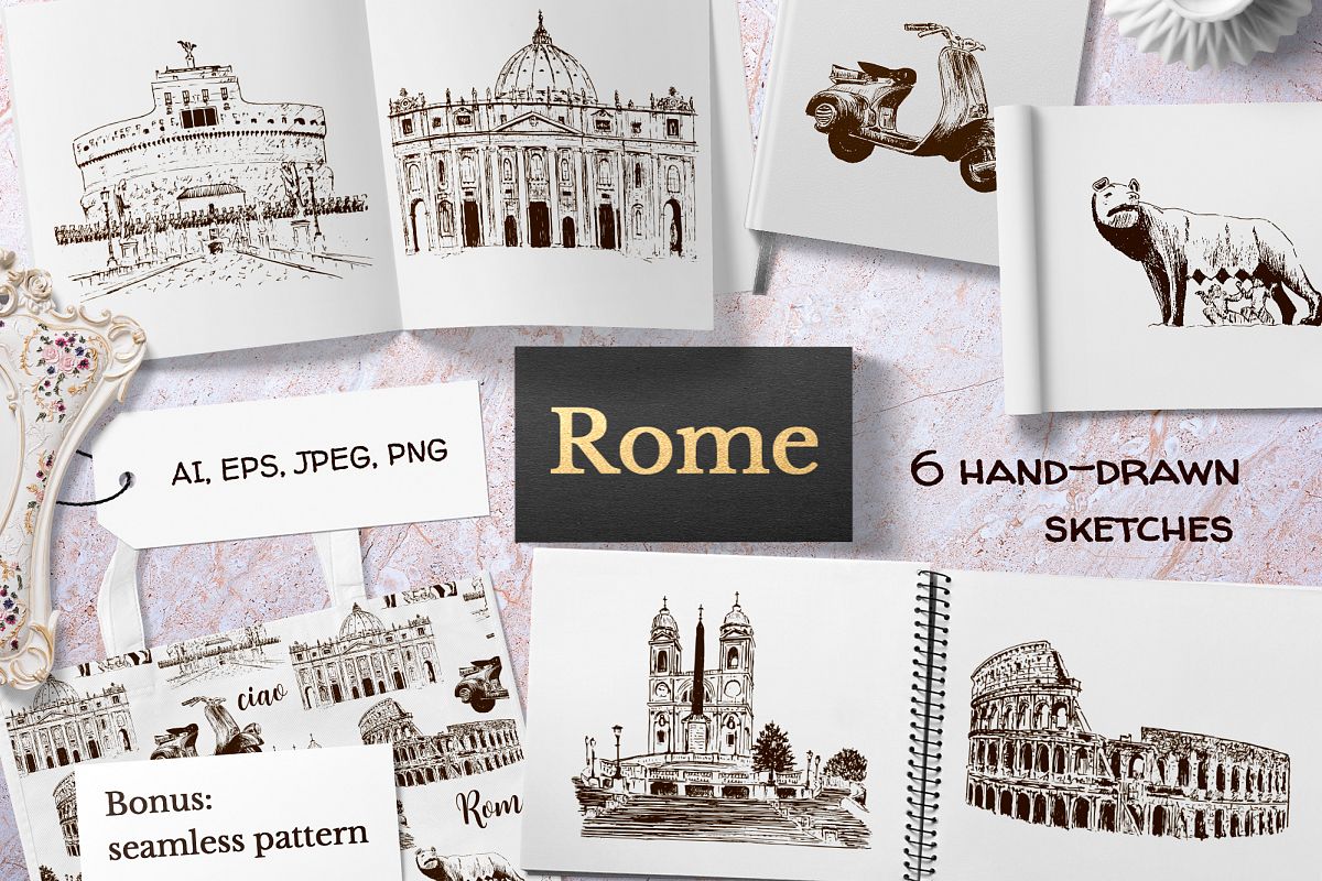 Set of Rome sketches example image 1
