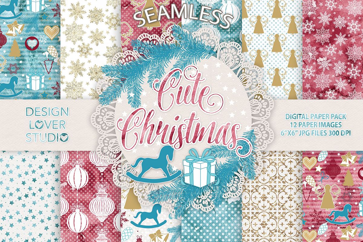 Download 'Cute Christmas' digital paper pack