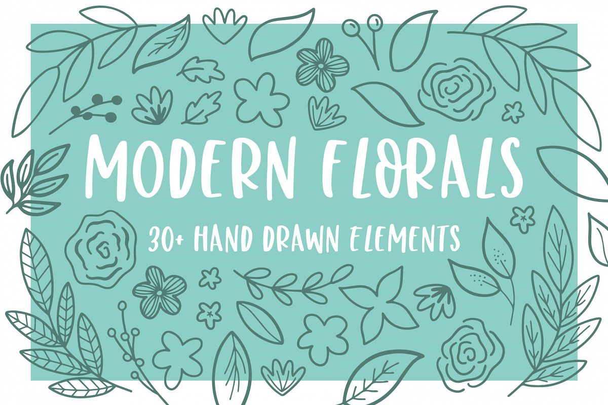 Modern Florals, Hand Drawn Elements & Illustrations example image 1