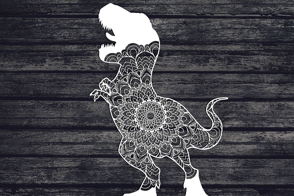 Mandala T-Rex Svg, Dinosaur Svg, Tyrannosaurus Svg example image 1