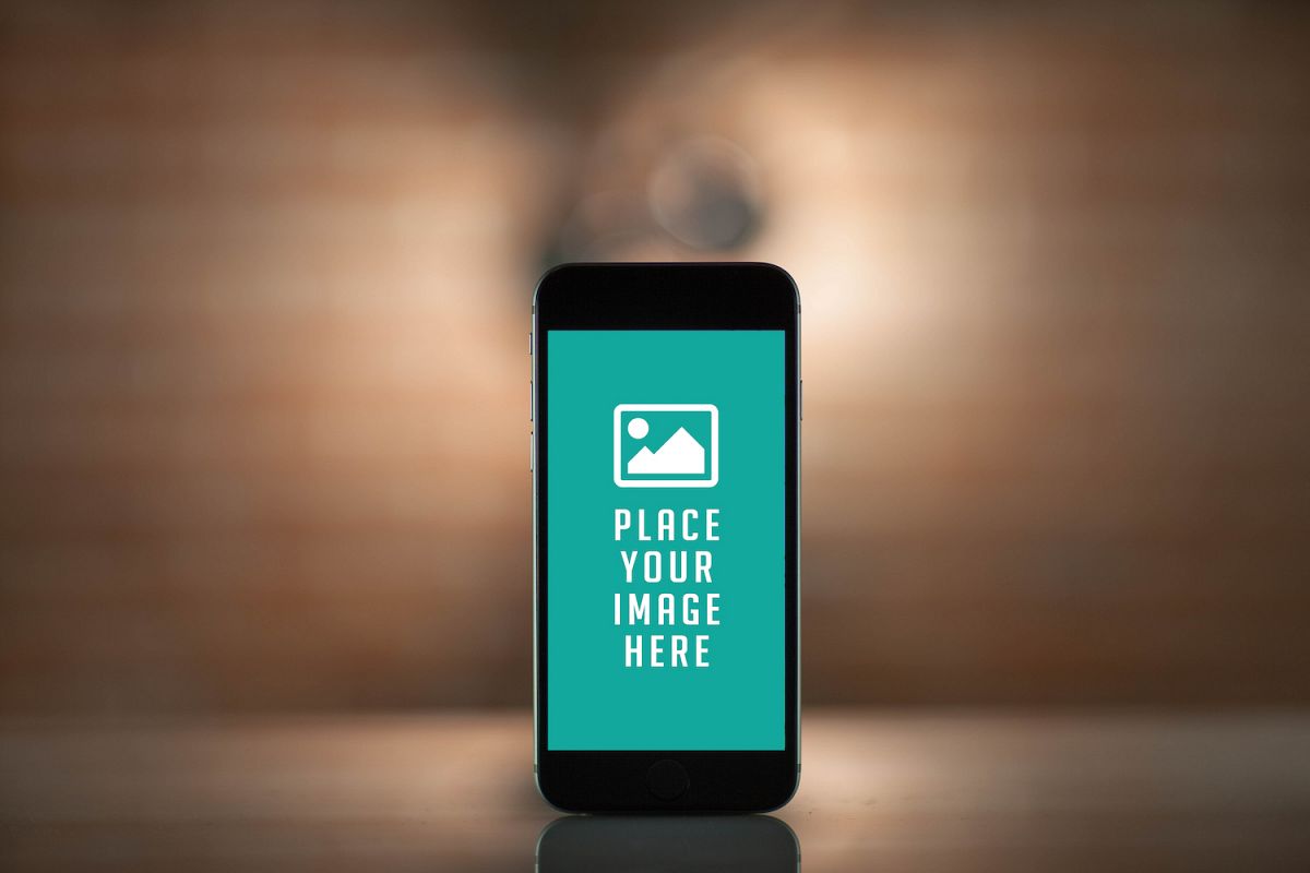 Standing mobile smart phone with blank screen example image 1