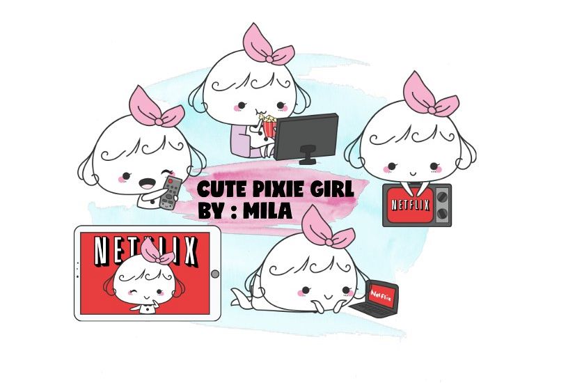 KAWAII GIRL CLIPART BUNDLE PNG example image 1