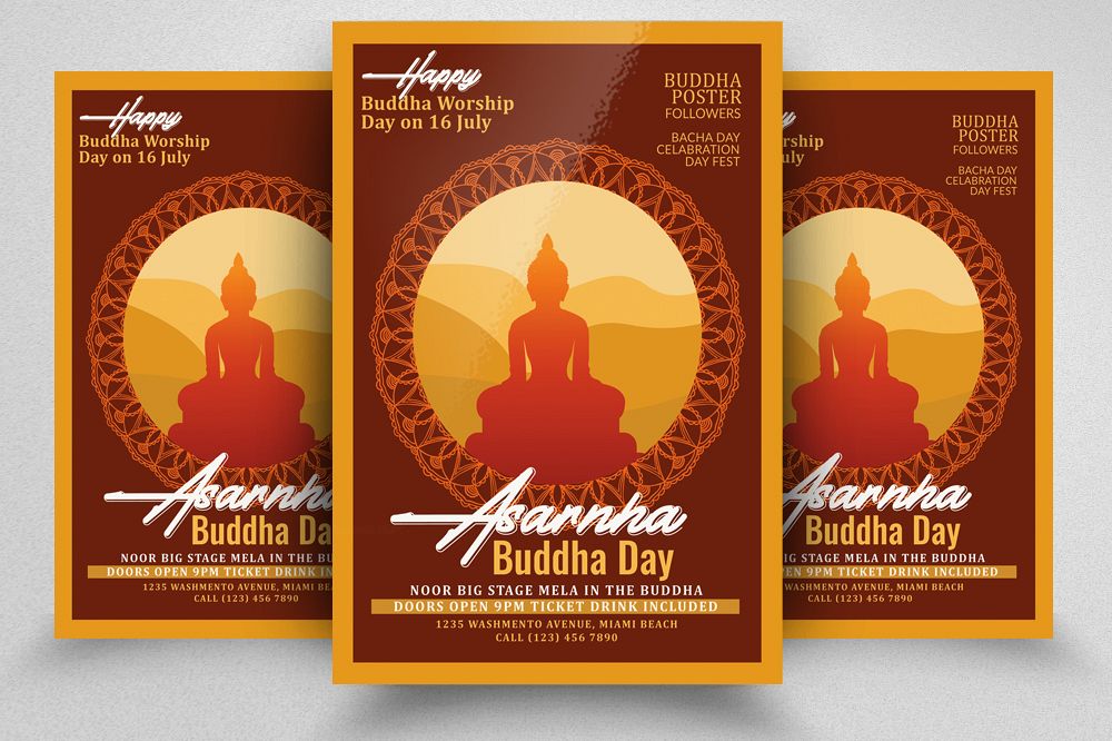 Asarnha Bucha Flyer Template example image 1