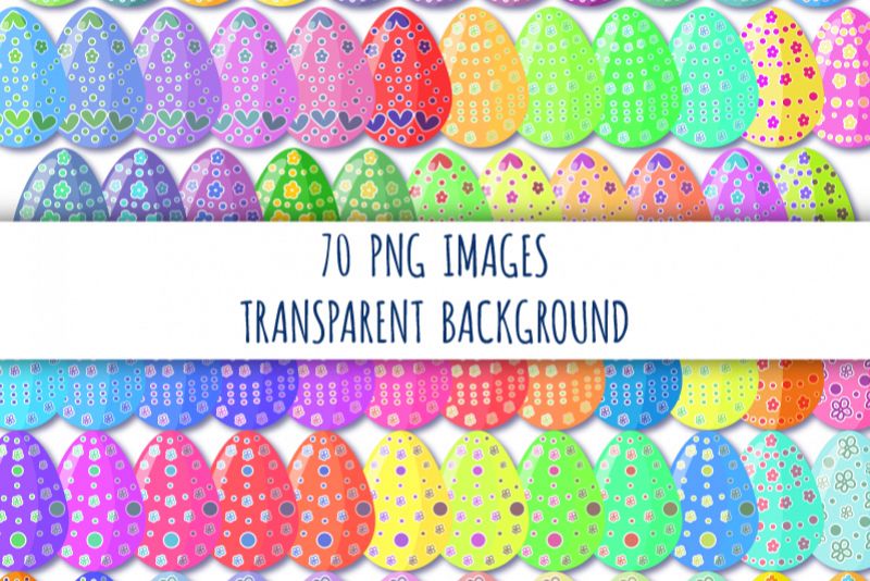 70 Easter eggs clipart. Decorated easter eggs. Colorful eggs example image 1