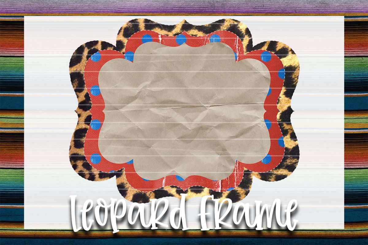 Red & Blue Polka-Dots Leopard Frame Background Element example image 1