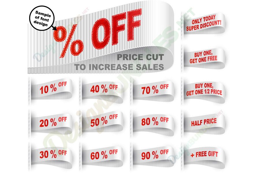Vector Marketing Tag Clothes Label Sticker Sewn Price Cut Set White example image 1