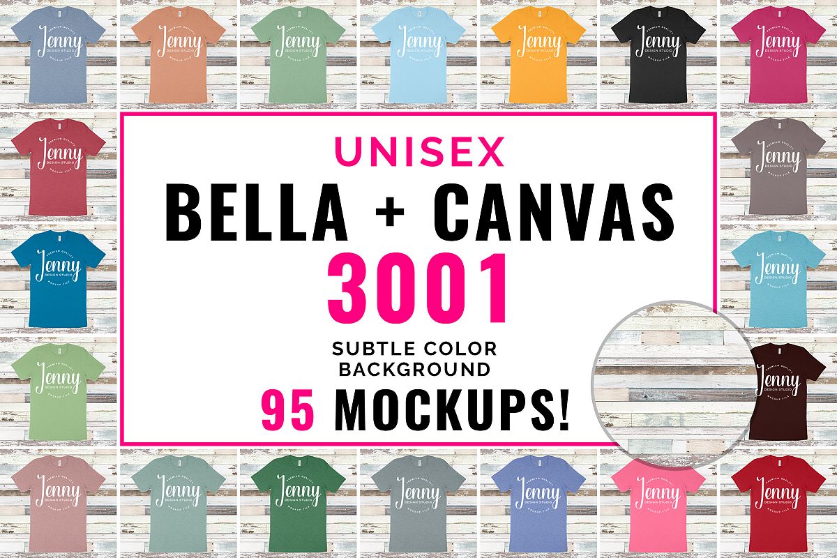 Bella Canvas 3001 Unisex Mockup Bundle, 95 Mockups example image 1
