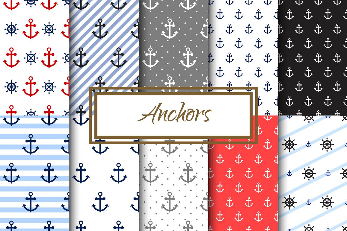 Nautical Anchors Seamless Pack example image 1