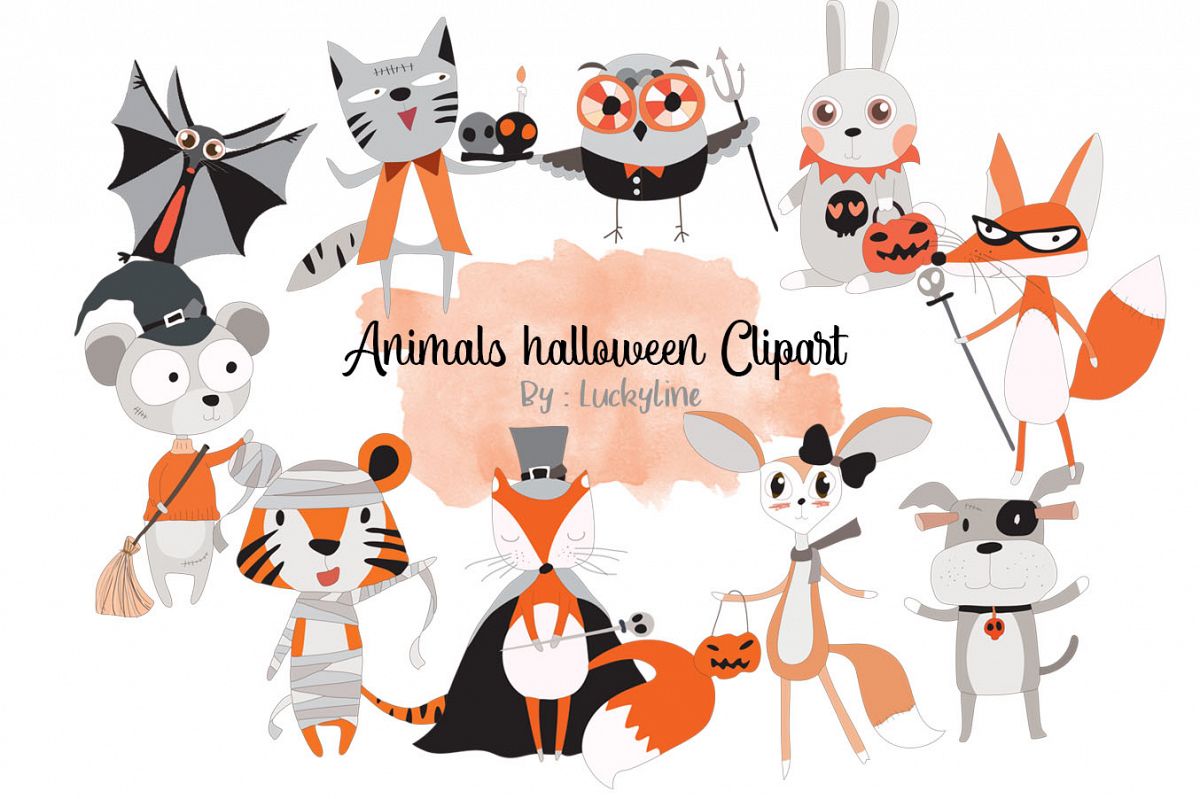 Animals Halloween clipart example image 1