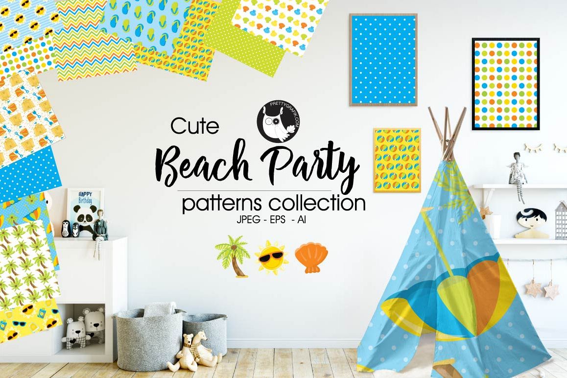 Beach-party, digital papers example image 1