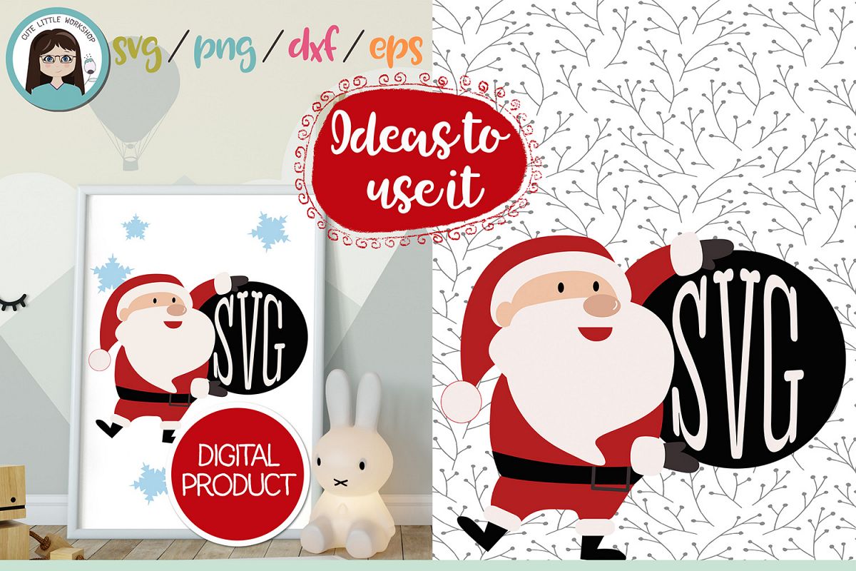 Santa Claus Monogram svg, dxf, png, eps example image 1