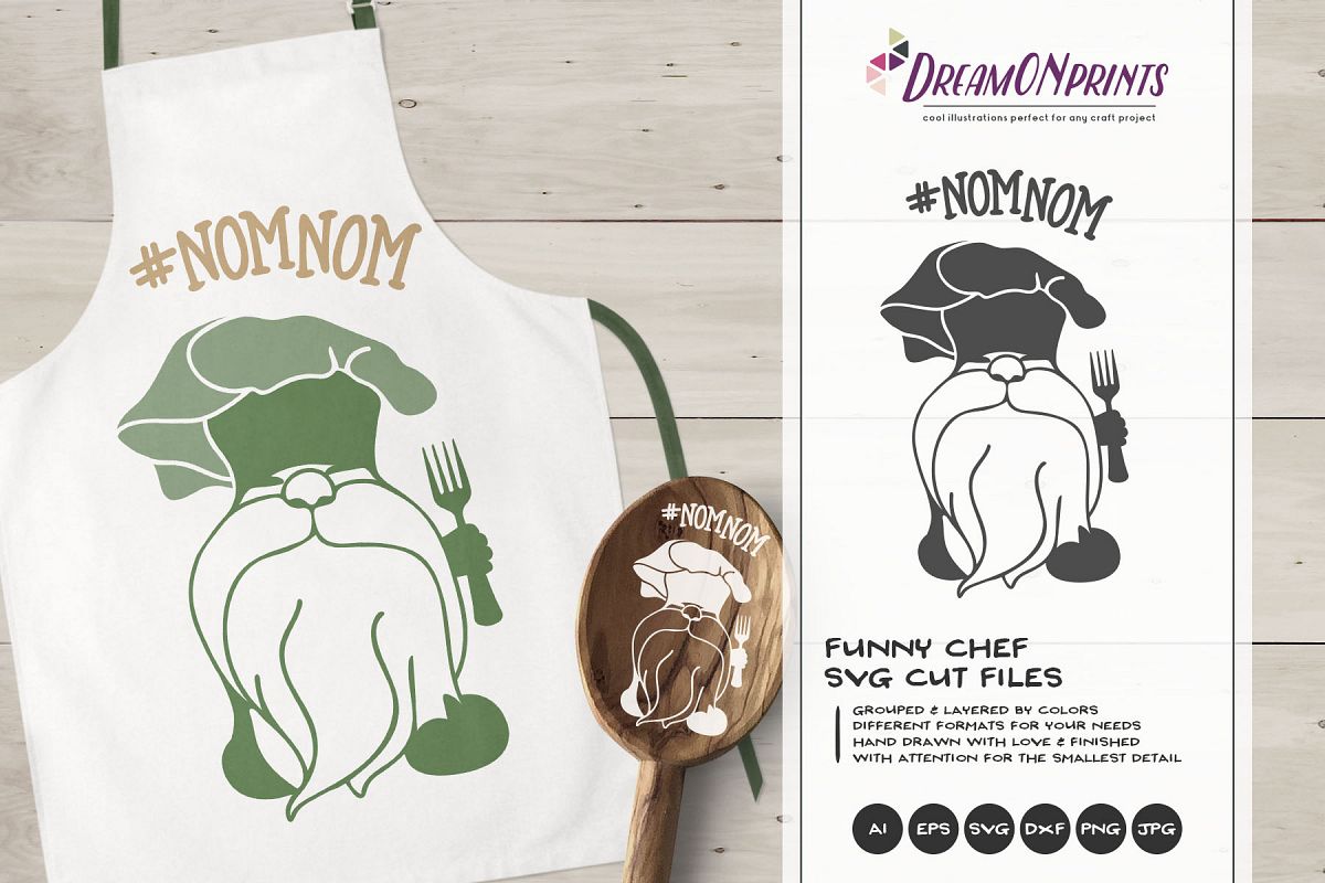 Funny Chef | Funny Cooking Gnome SVG | Nom Nom example image 1