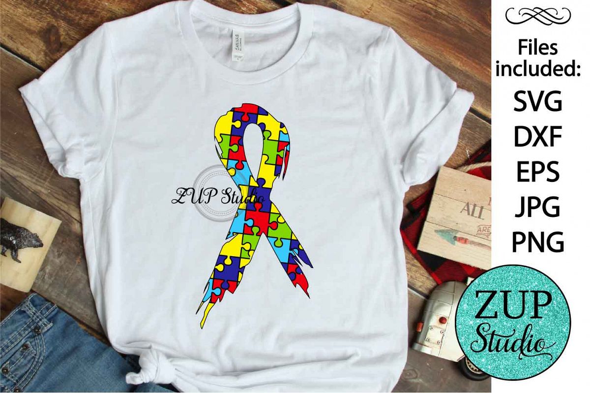 Autism Awareness Ribbon svg design 461 example image 1