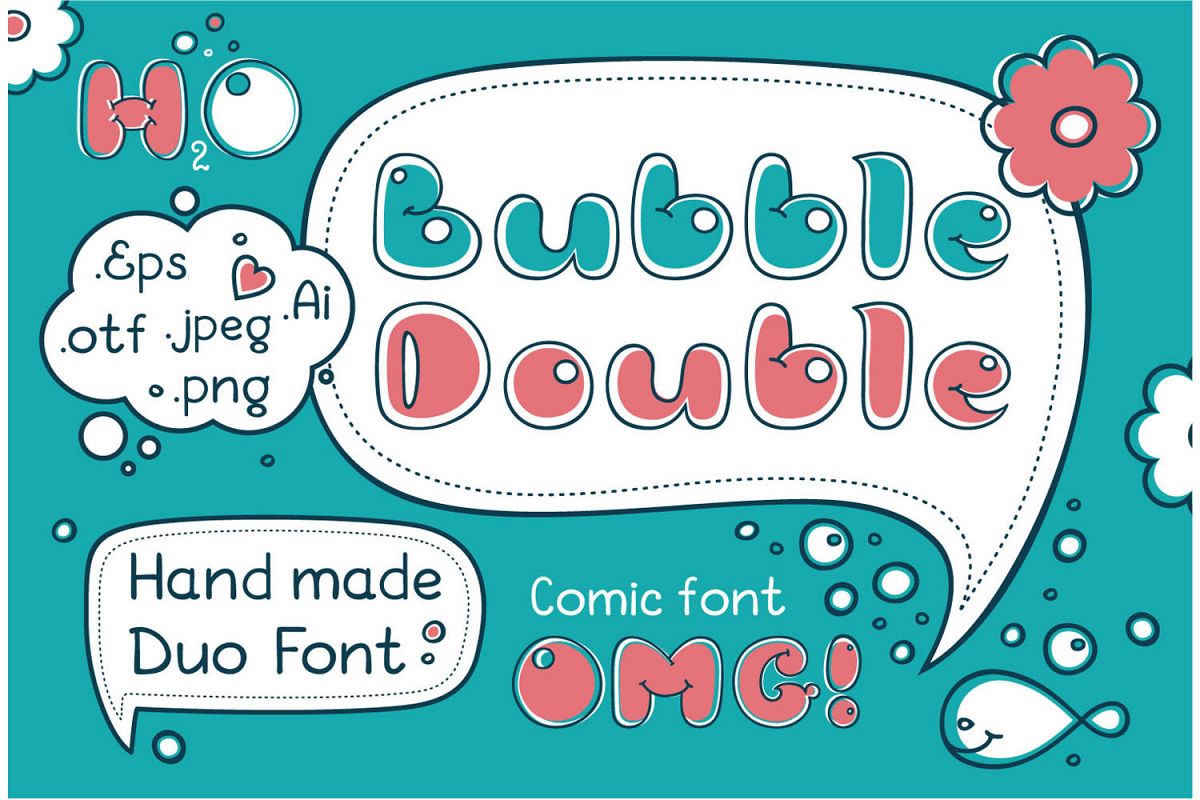 Bubble Double Duo font. Comic Alphabet. example image 1