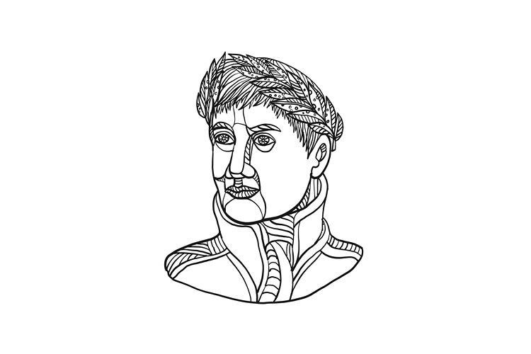 Emperor Wearing Laurel Leaf Mono Line example image 1