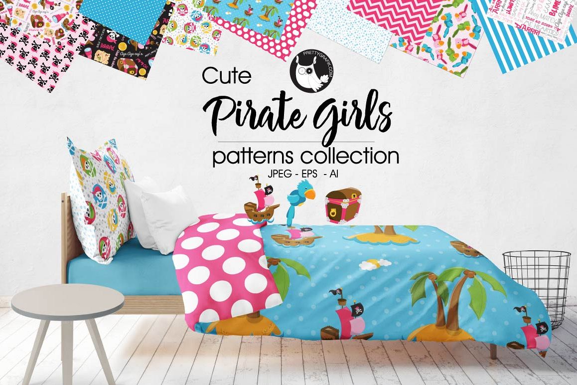 pirate girls, digital papers example image 1