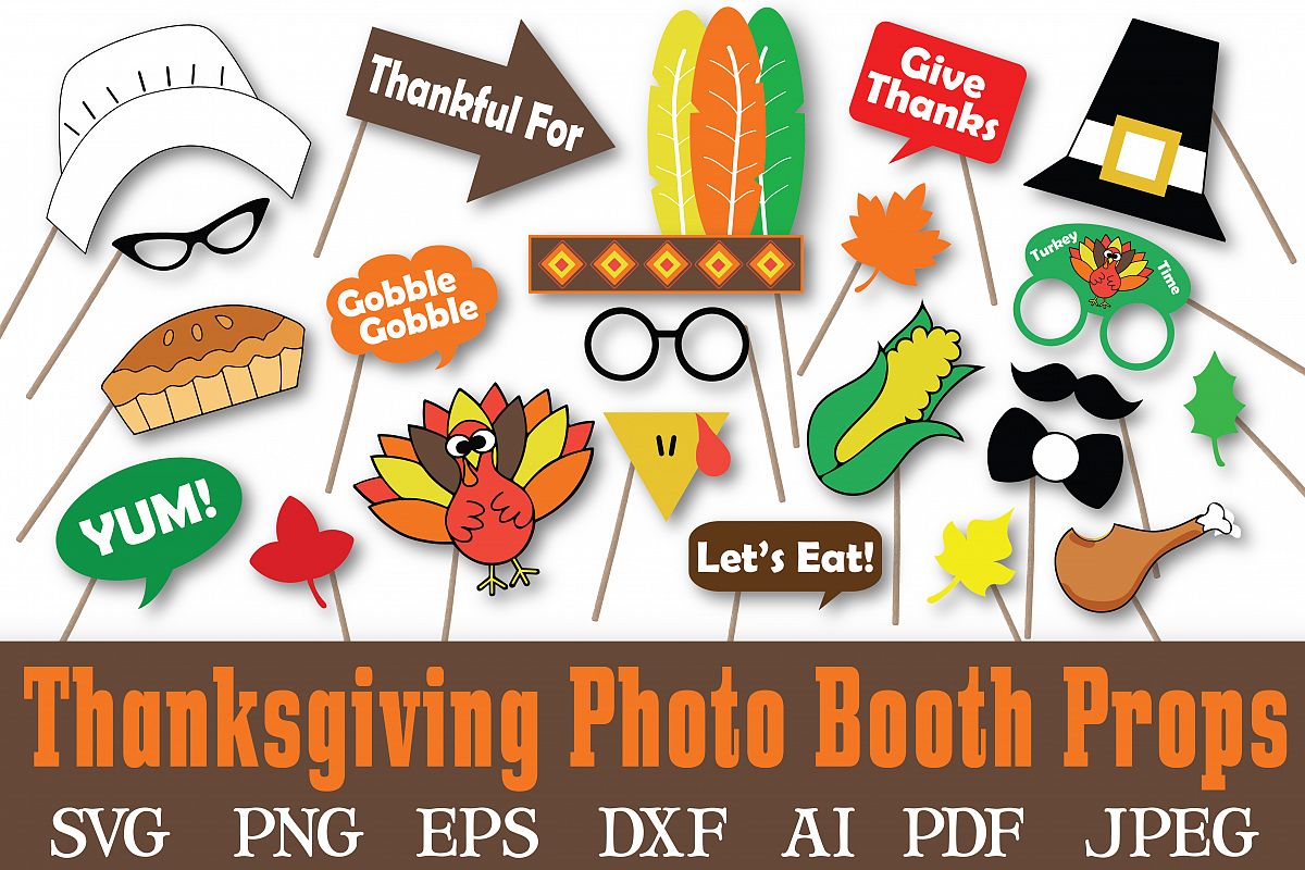 Thanksgiving Photo Booth Props SVG Cut File DXF EPS PNG SVG example image 1