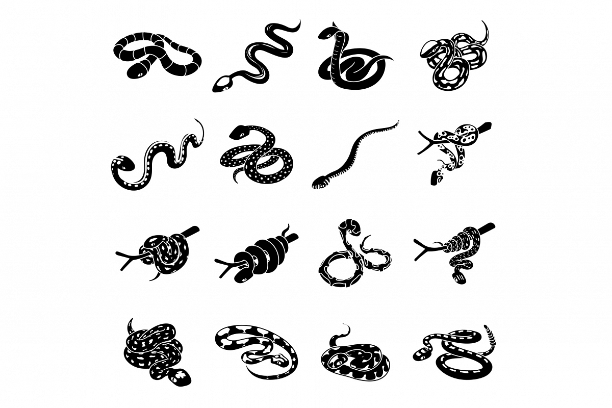 Snake icons set, simple style example image 1