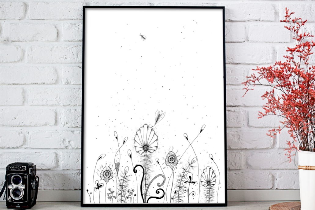 Floral Doodle Art, A1, SVG example image 1