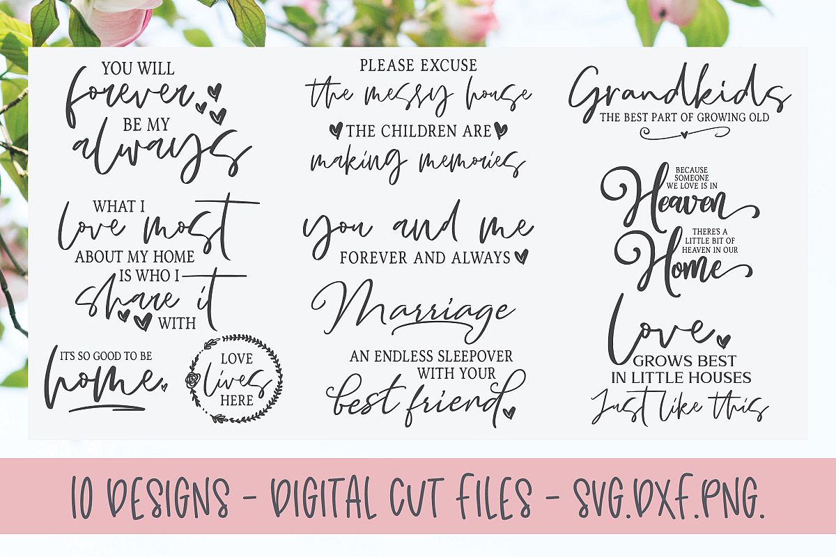 Home & Family Bundle - 10 Designs - SVG, DXF & PNG example image 1