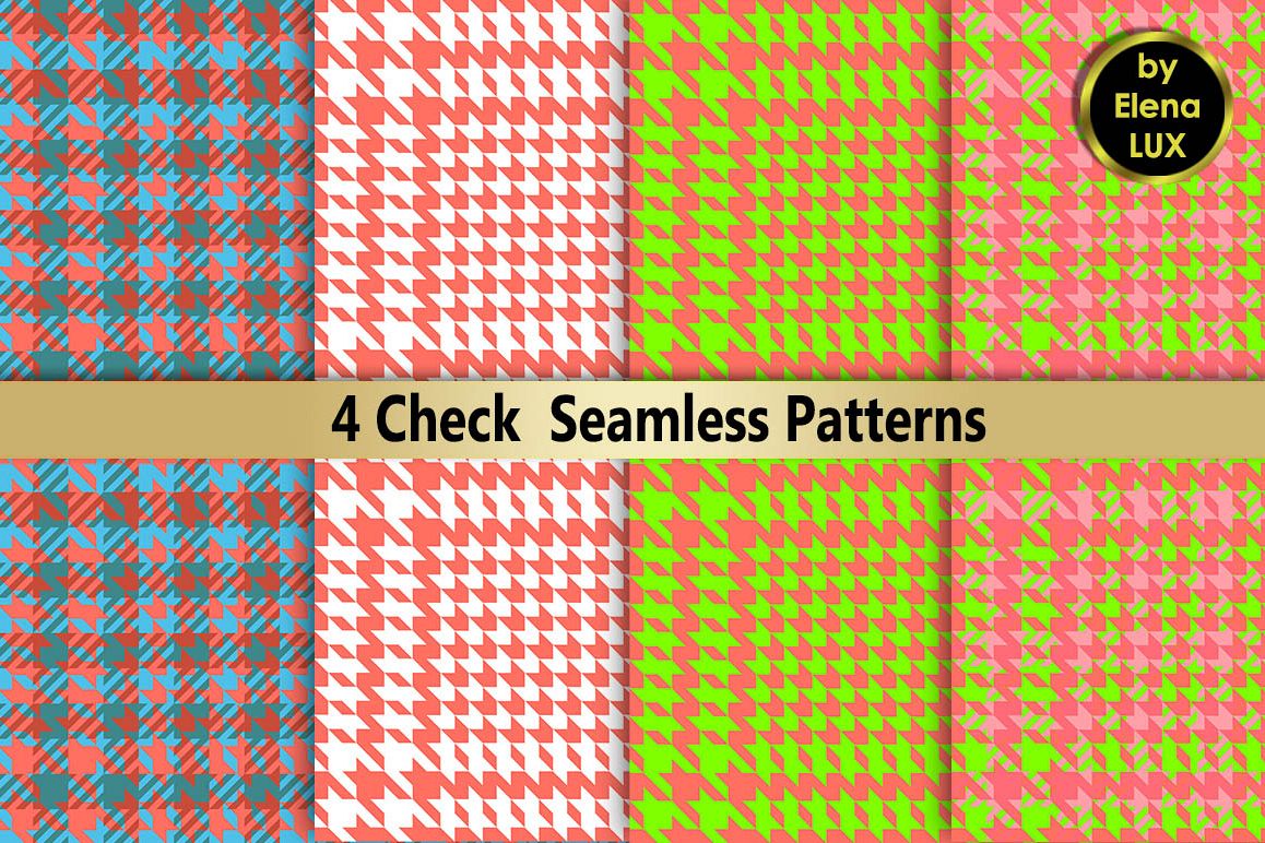 Houndstooth Seamless Pattern Set example image 1
