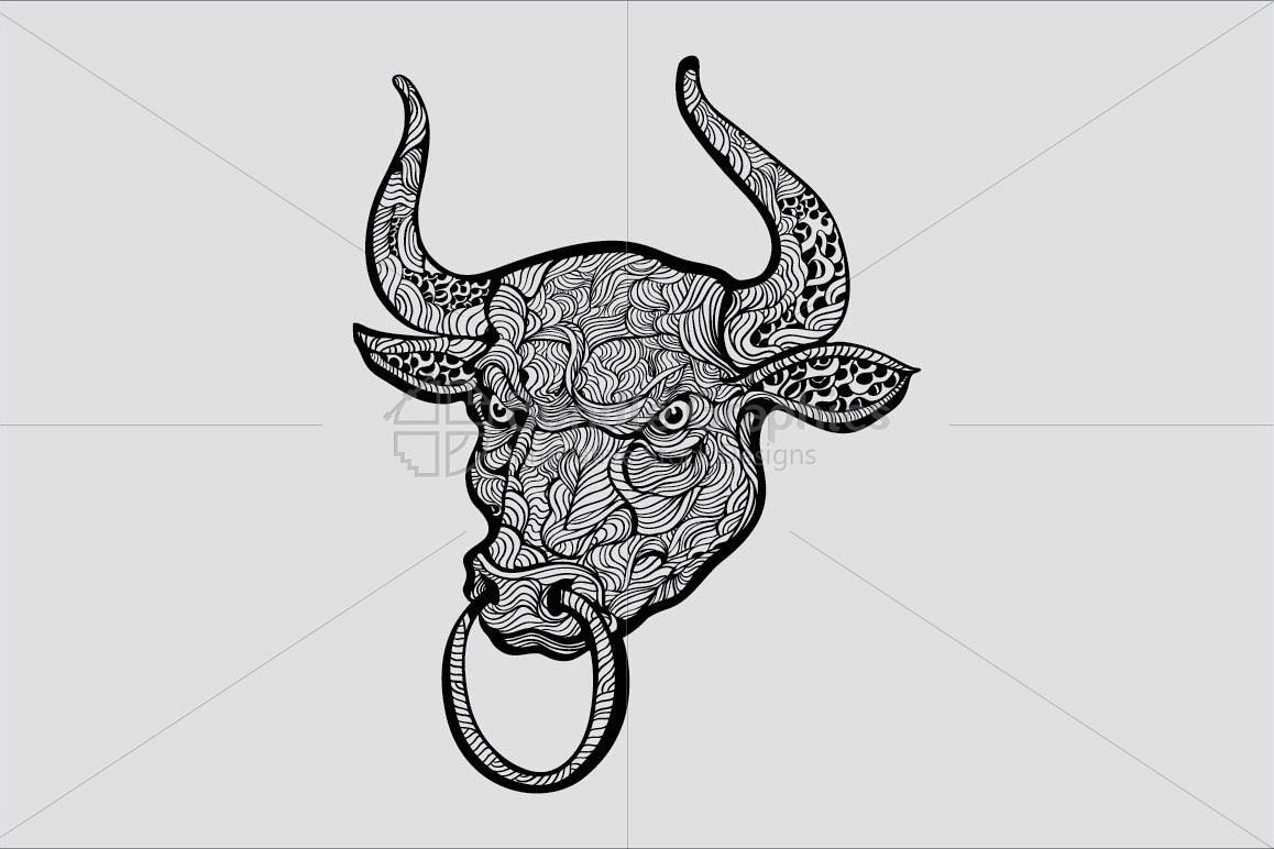 A Bull - Linear Style Aggressive Animal example image 1