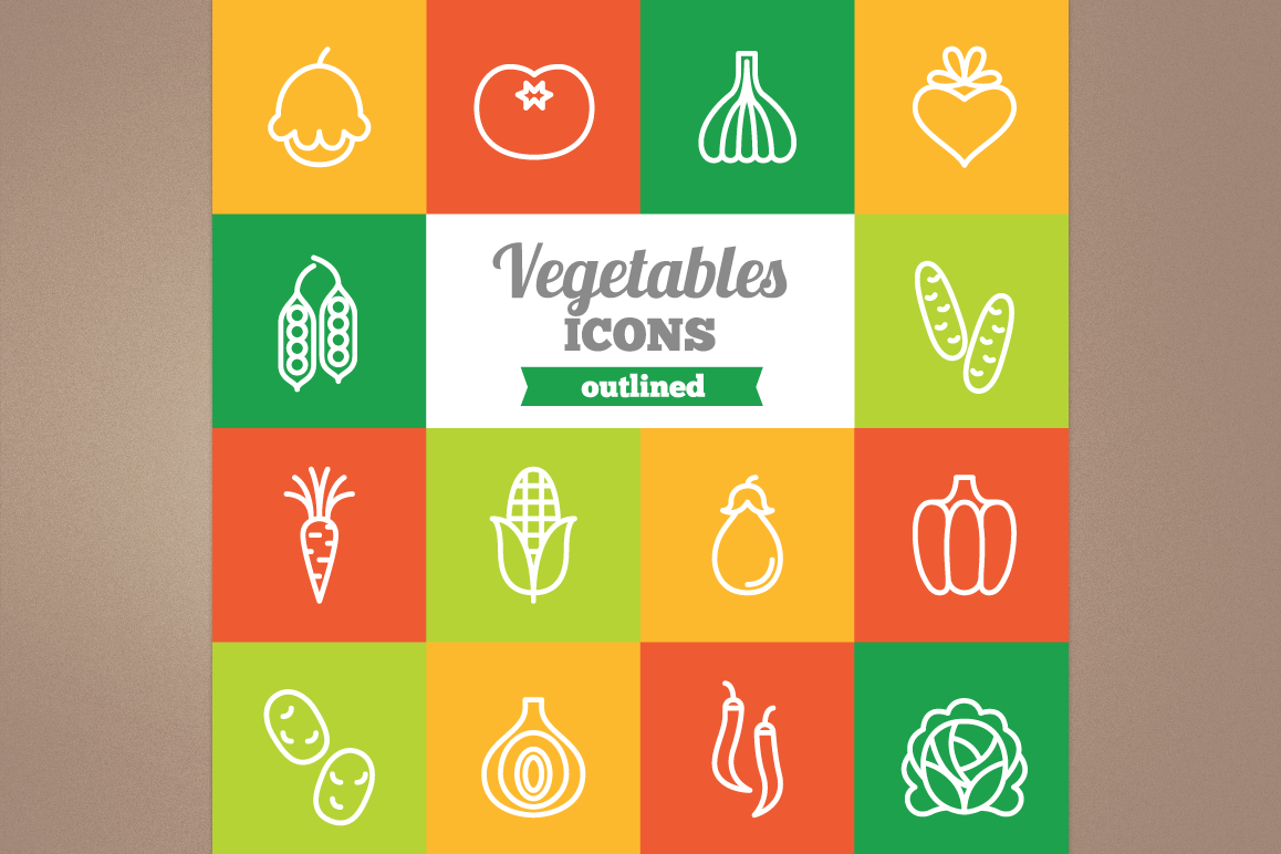 Outlined Vegetables Icons example image 1